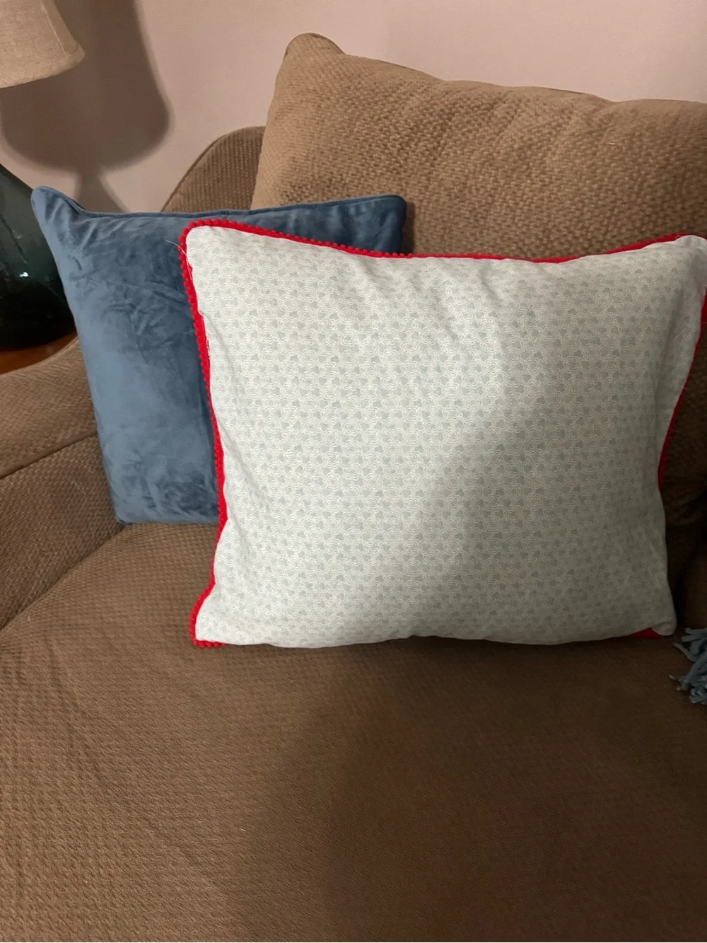 Red & Light Blue Paisley Decorative Throw  pillow cover